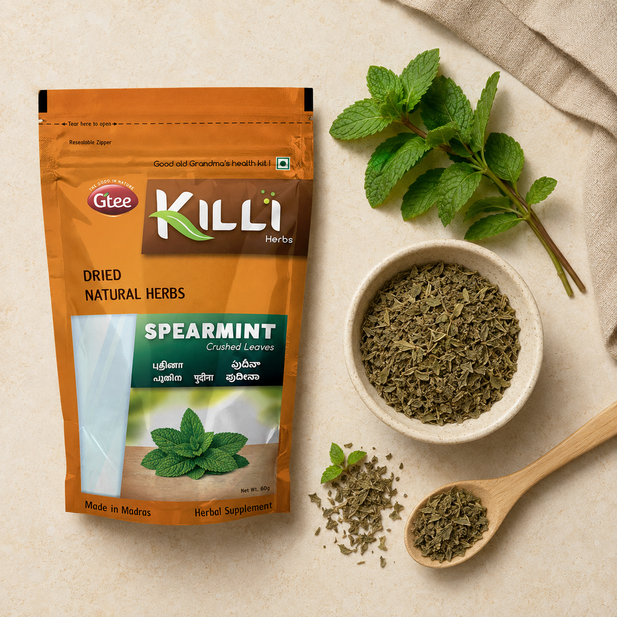 Spearmint Crushed Leaves | Killi Pudina Ilai Thugal | The Cooling Cup Your Stomach Will Thank You For